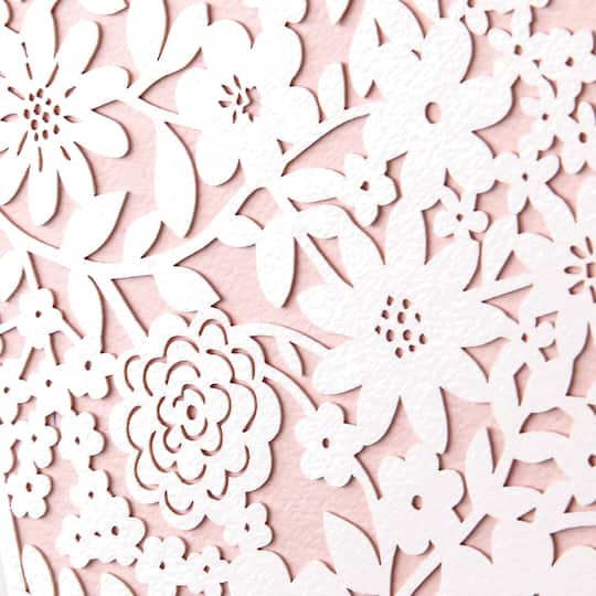 Hallmark Signature White Flowers on Blush Pink Blank Card